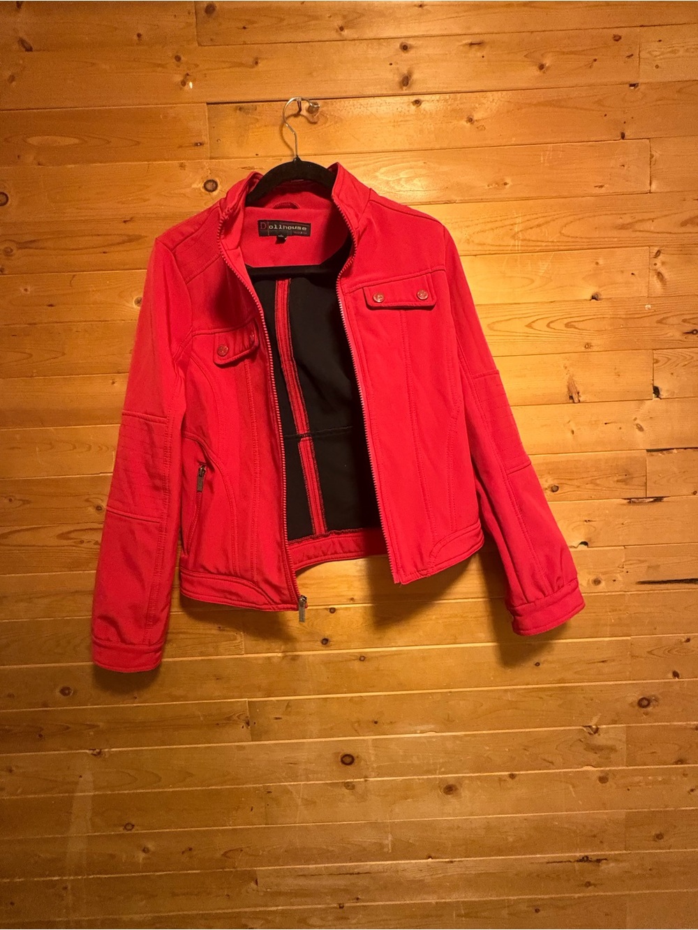 Dollhouse Red Bomber-Style Zip Jacket